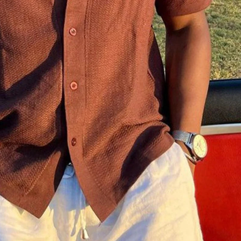 Marsala Knit Camp Shirt