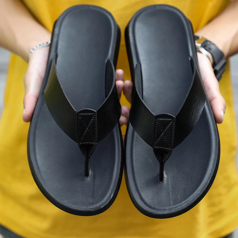 Ischia Luxe Flip-Flops (Leather-Look Strap)