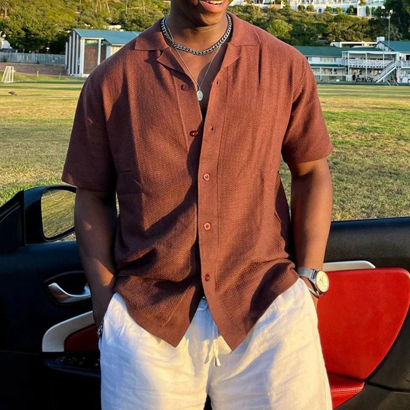 Marsala Knit Camp Shirt