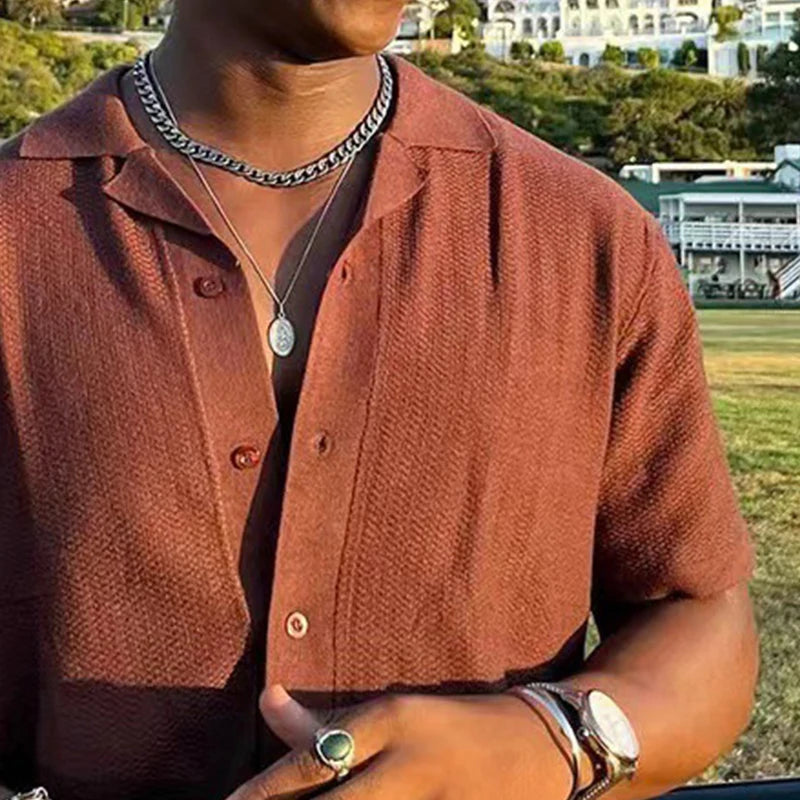 Marsala Knit Camp Shirt